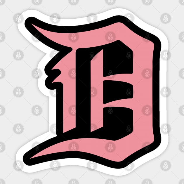 Pink  Detroit D Sticker by Blasé Splee Design : Detroit